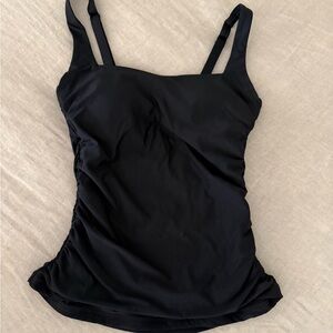 EUC ATHLETA Square Neck Bra Cup Tankini Top Sz 34B/CT Black Underwire
